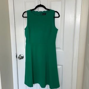 Scalloped Neckline Green Fit & Flare Dress